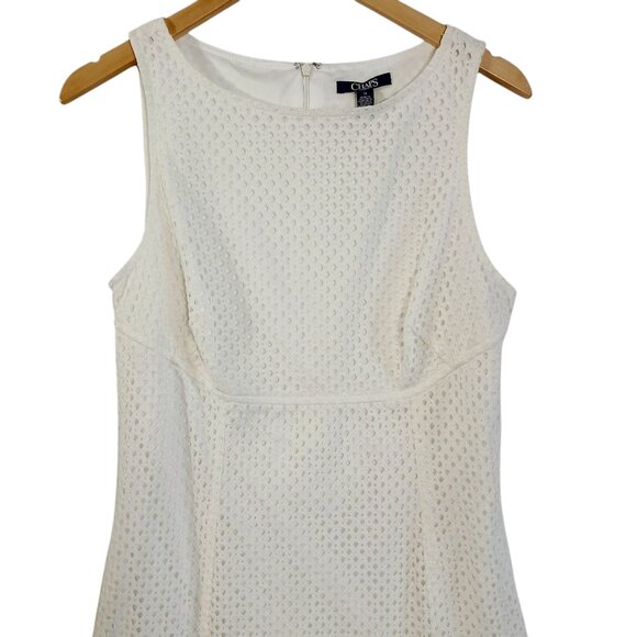 Chaps, Cream Eyelet Dress, Size 12, Sleeveless, Wide Neck, Zip Back - Picture 4 of 16
